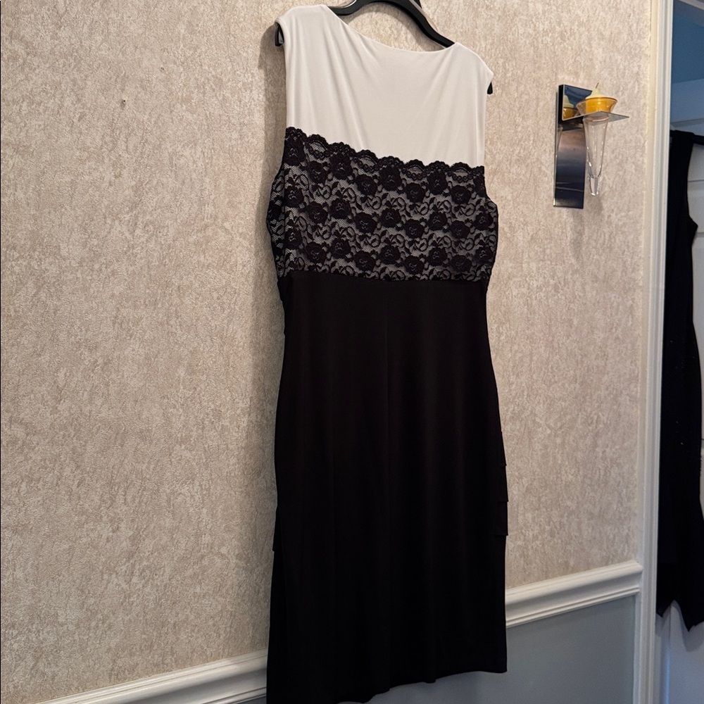NWT BLACK LAYERED DRESS WITH WHITE & BLACK BODICE - Picture 12 of 13